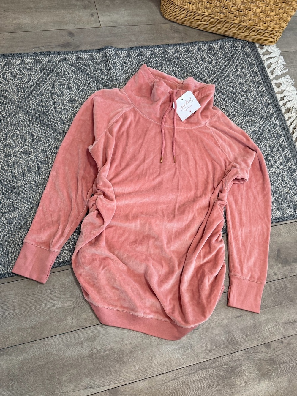 Isabel Maternity by Ingrid & Isabel Velour Funnel Neck Sweatshirt Dusty Rose XL